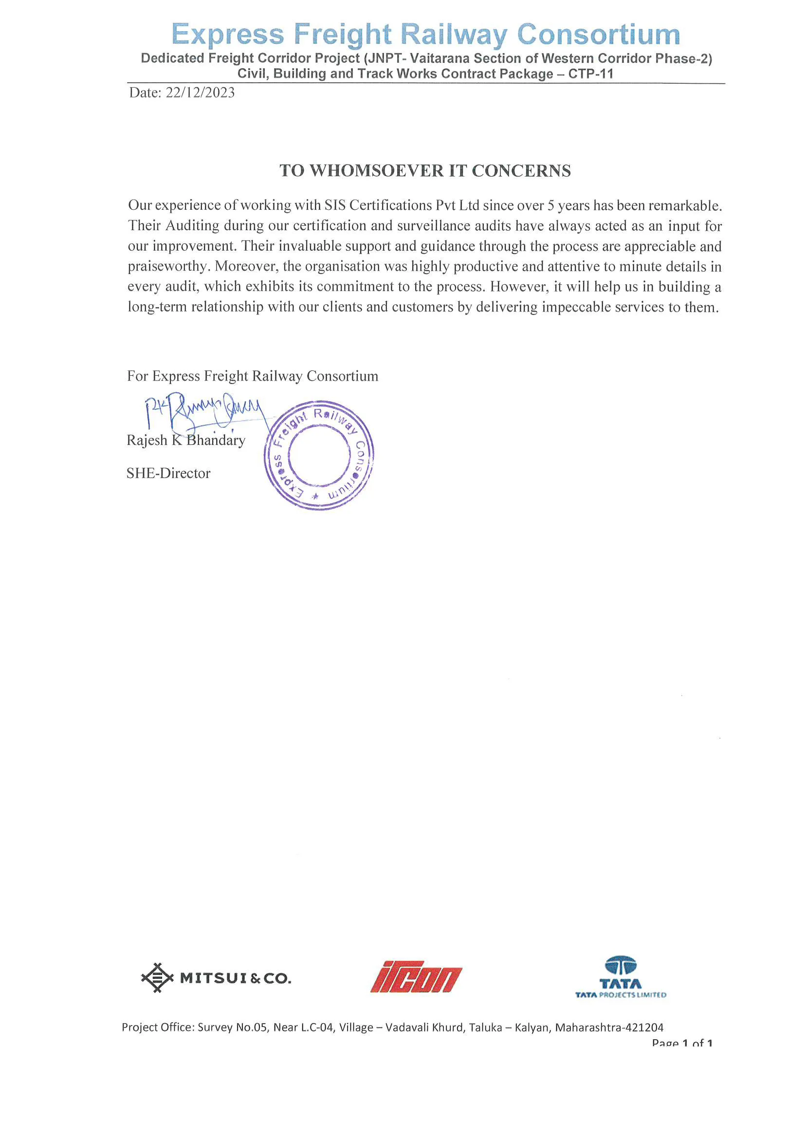 Appreciation letter - Expression Fright