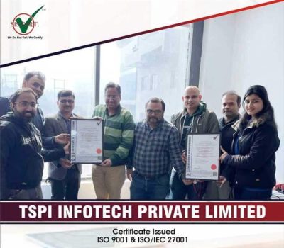 SIS Certifications awarded ISO 9001:2015 & ISO/IEC 27001 certificate to - TSPI INFOTECH PVT. LTD