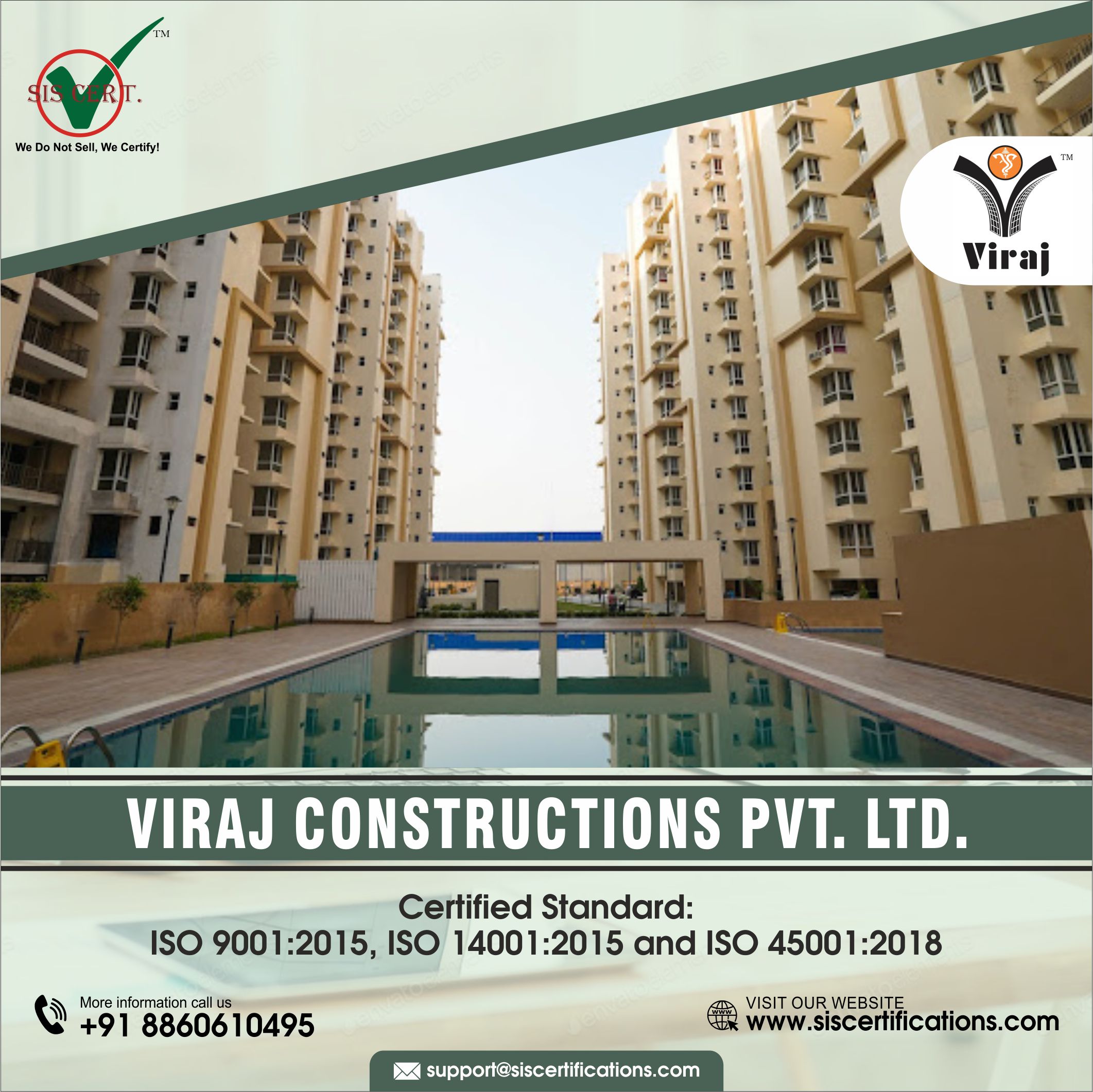 Viraj Constructions awarded ISO 9001, 14001 and 45001