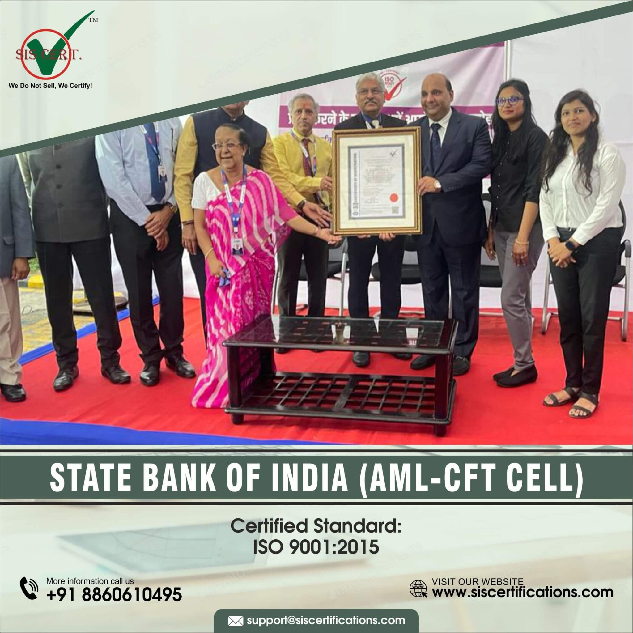 State Bank of India (AML-CFT CELL) awarded ISO 9001